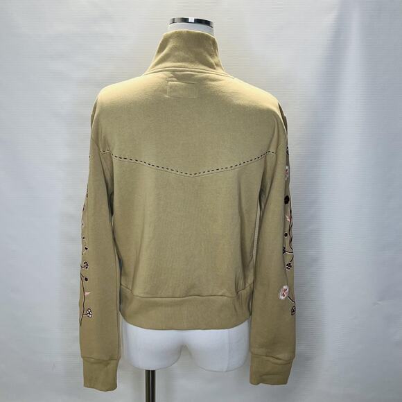 Scully Jacket Womens Medium Khaki Westerns Collection Embroidered Floral Zip Up - Picture 3 of 11